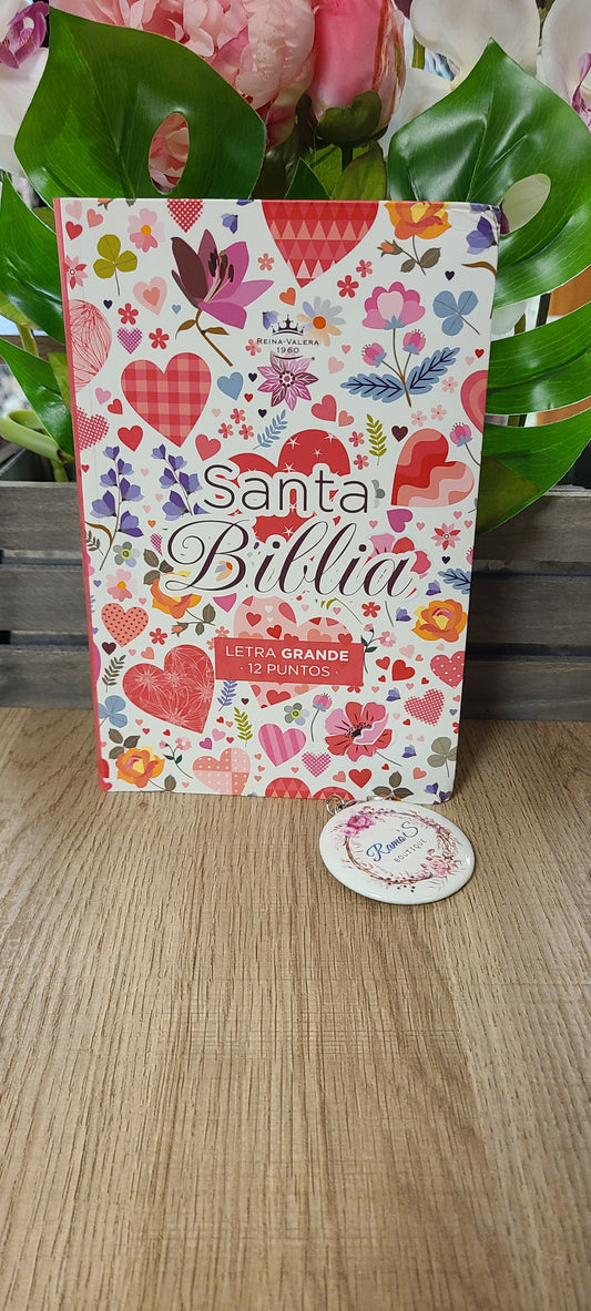 Santa Biblia RVR60 Forro de corazones-12 puntos