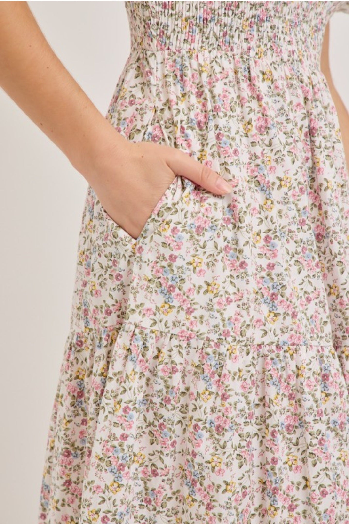 Genesis Floral Smocking Midi Dress